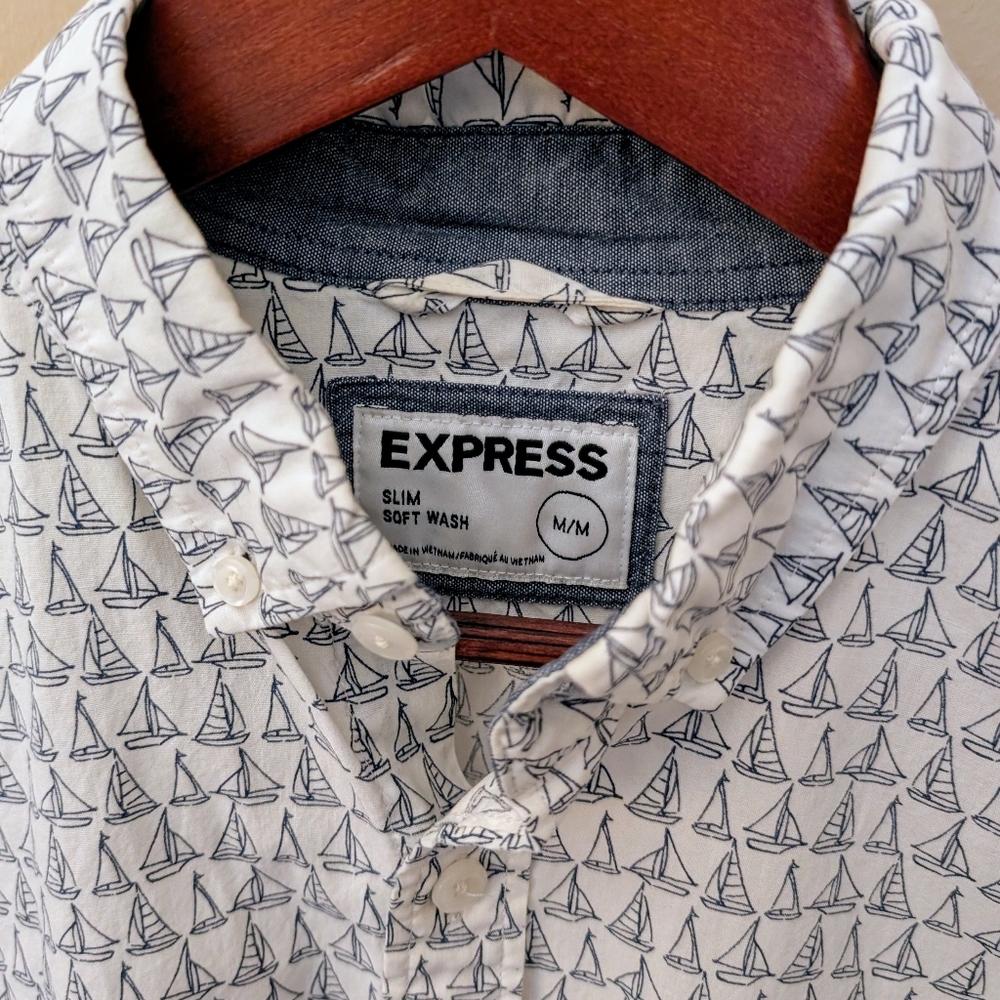 Express Slim Soft Wash Button Down - image 2